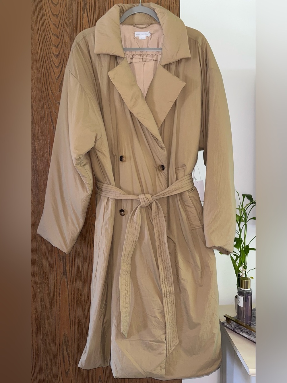 NWT Good American Puffer Trench Coat S/M This is a Very Oversized Fit